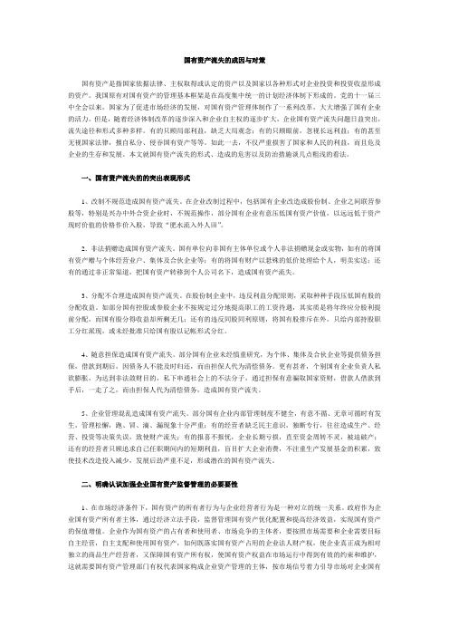 国有资产流失的成因与对策