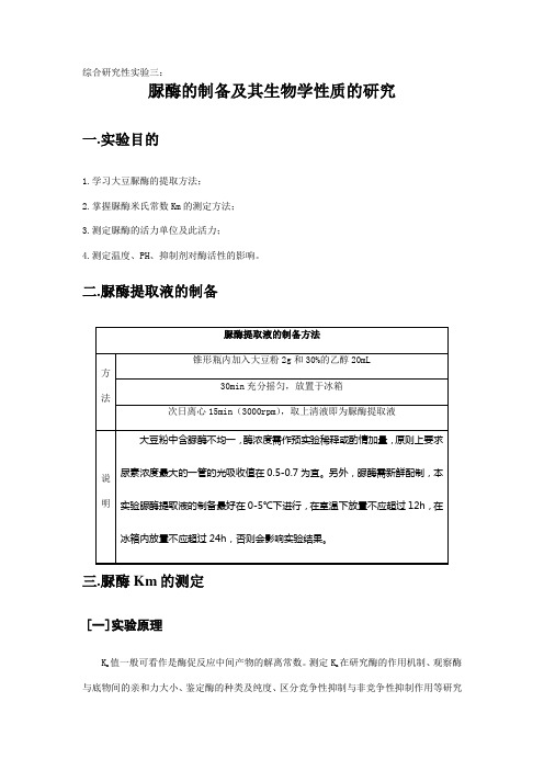 脲酶的制备及其生物学性质的研究