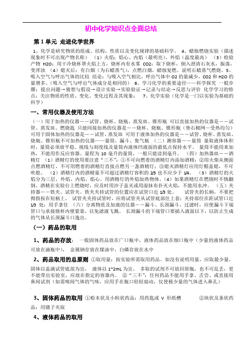 鲁教版八年级化学知识点