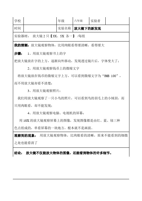 六年级科学实验报告