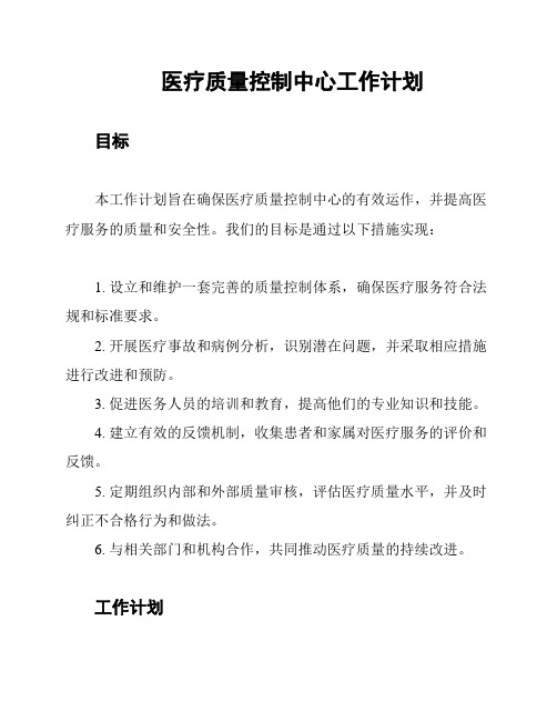 医疗质量控制中心工作计划