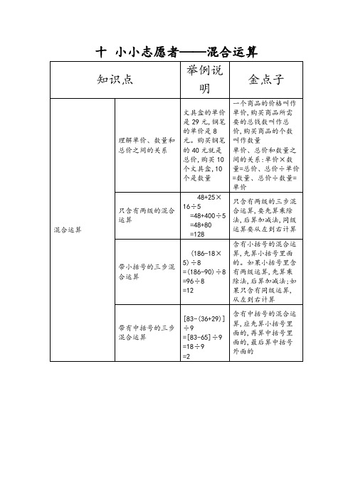 十 小小志愿者——混合运算青岛版54三下