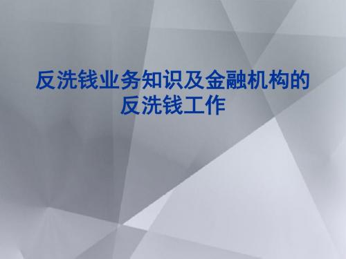 反洗钱业务知识及金融机构的反洗钱工作27页