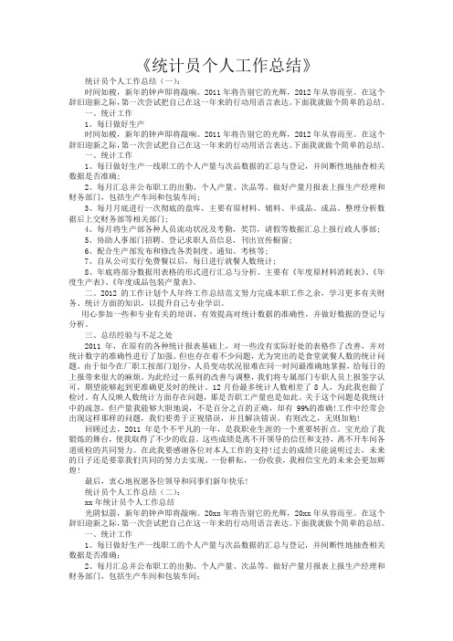 统计员个人工作总结20篇