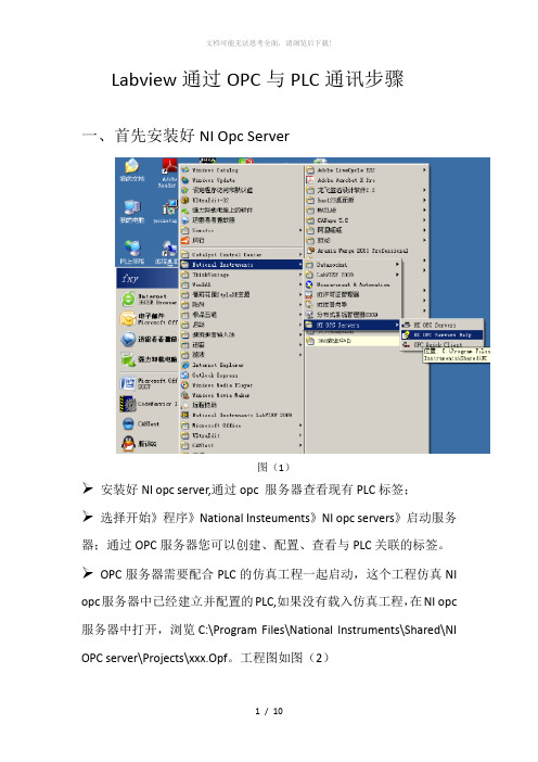 labview通过opc与PLC通讯的步骤