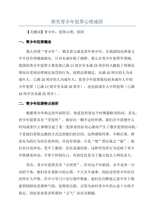 探究青少年犯罪心理成因