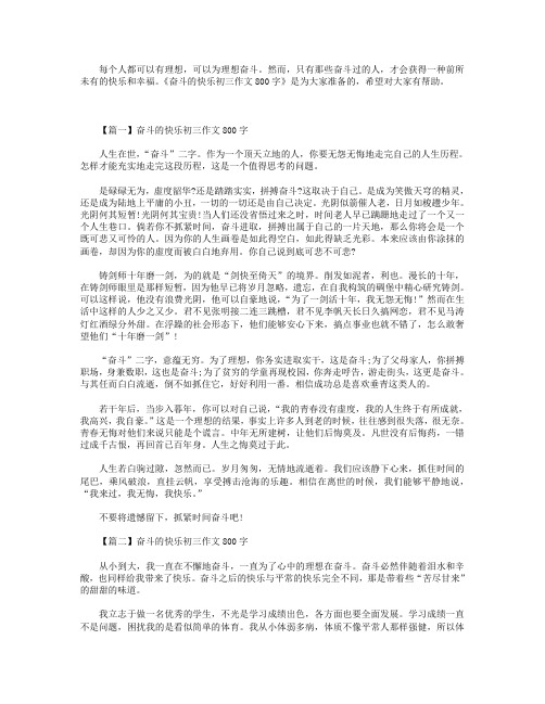 奋斗的快乐初三作文800字