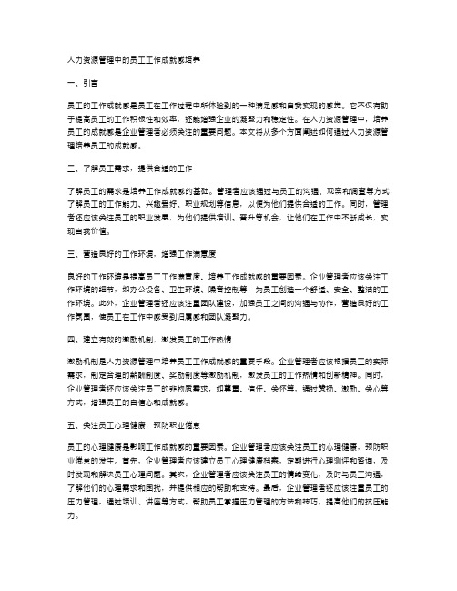 人力资源管理中的员工工作成就感培养