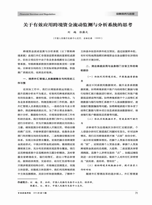 关于有效应用跨境资金流动监测与分析系统的思考