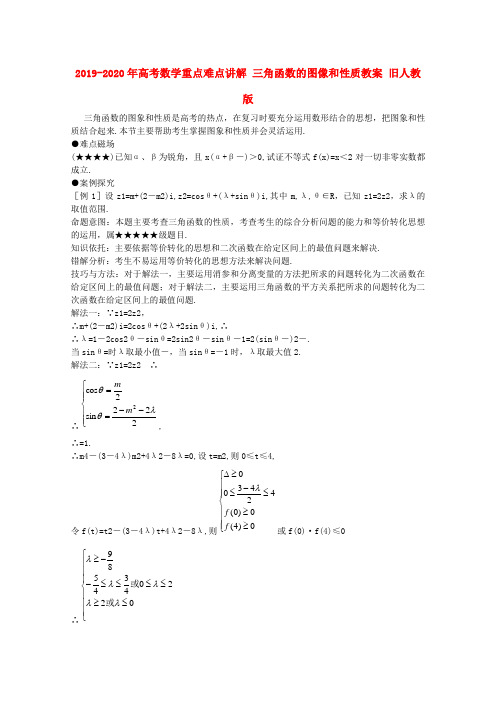 2019-2020年高考数学重点难点讲解 三角函数的图像和性质教案 旧人教版