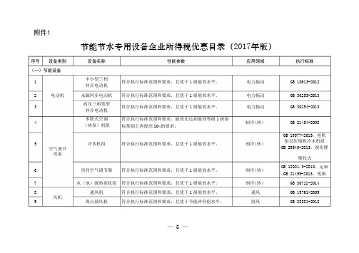 节能节水专用设备企业所得税优惠目录(2017 年版)