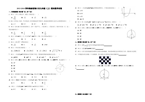 2013-2014学年海南省海口市九年级(上)期末数学试卷