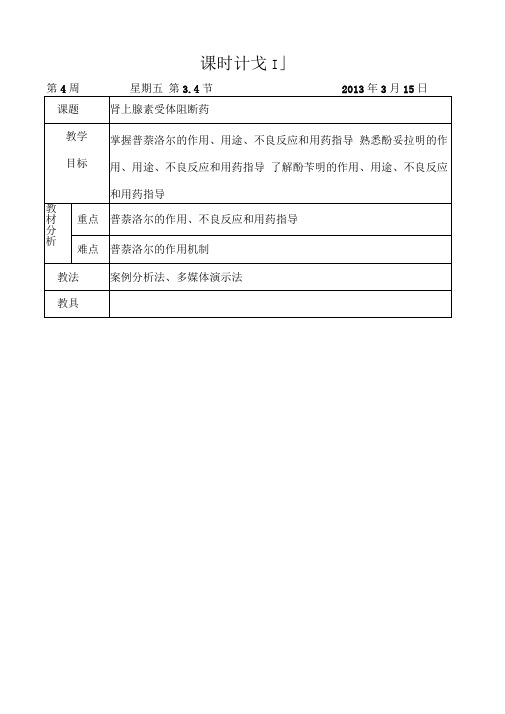 肾上腺素受体阻断药教案