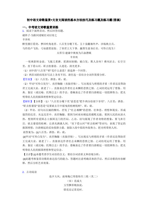 初中语文诗歌鉴赏+文言文阅读的基本方法技巧及练习题及练习题(答案) (7)