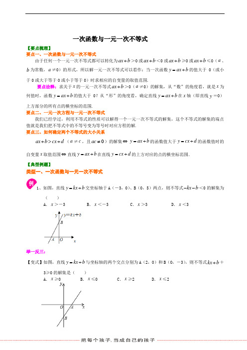 一次函数与不等式及应用