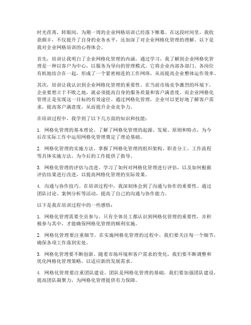 企业网格培训心得体会范文