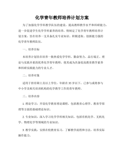 化学青年教师培养计划方案