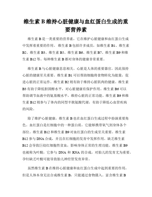 维生素B维持心脏健康与血红蛋白生成的重要营养素