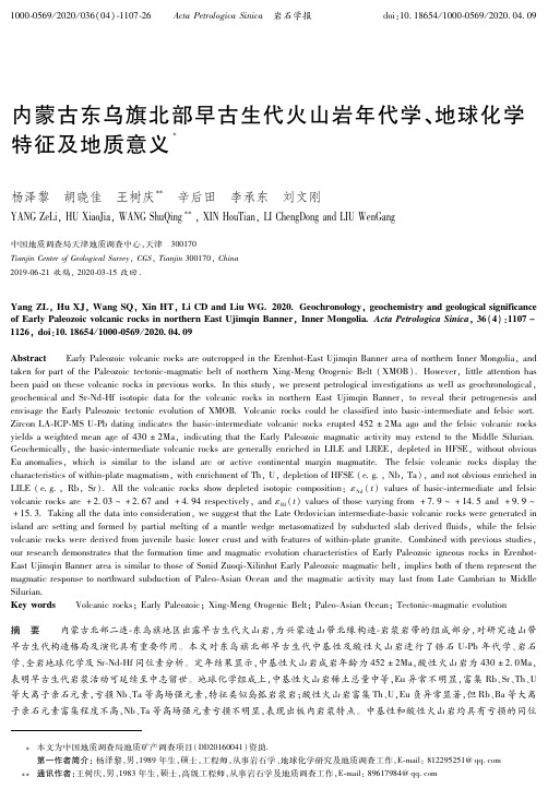 内蒙古东乌旗北部早古生代火山岩年代学、地球化学特征及地质意义