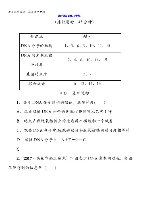 2018届《新坐标》高三生物()一轮分层训练：2第6单元第2讲DNA分子的结构复制与基因的本质含答案