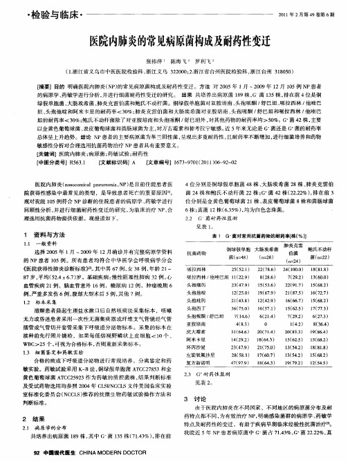 医院内肺炎的常见病原菌构成及耐药性变迁