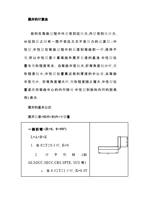 钣金折弯展开计算