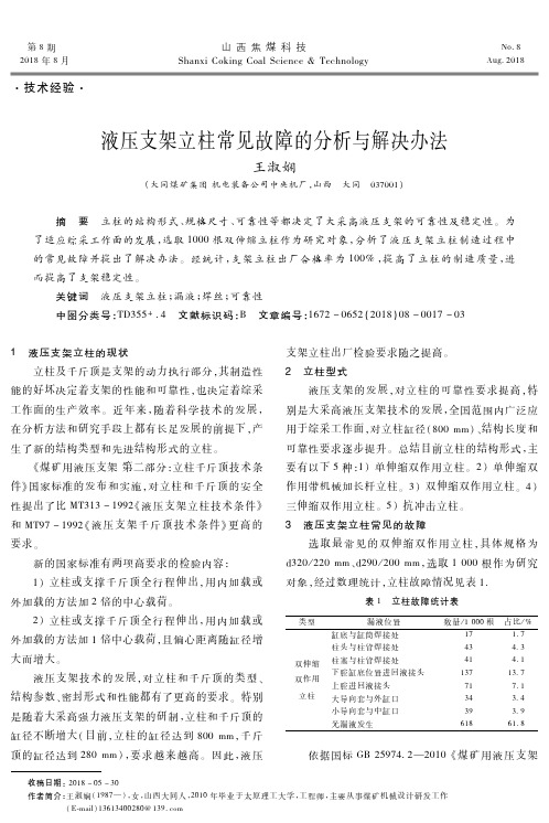 液压支架立柱常见故障的分析与解决办法