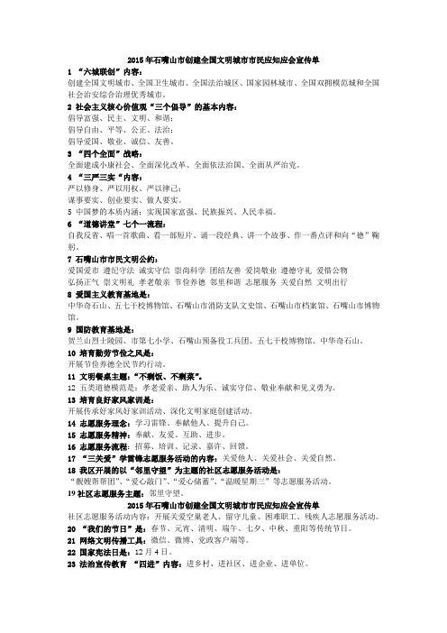 2015年创建全国文明城市市民应知应会