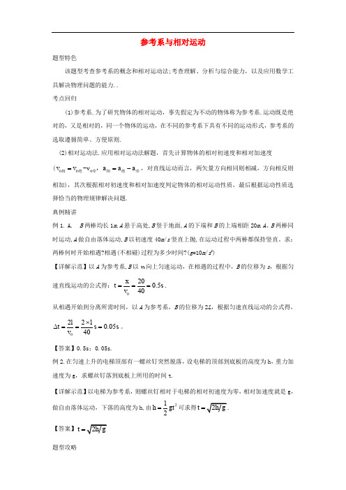 高考物理一轮复习 专题 参考系与相对运动题型荟萃