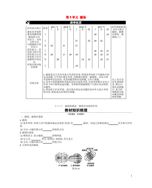 (江苏专用)2019版高考物理大一轮复习第9单元磁场学案