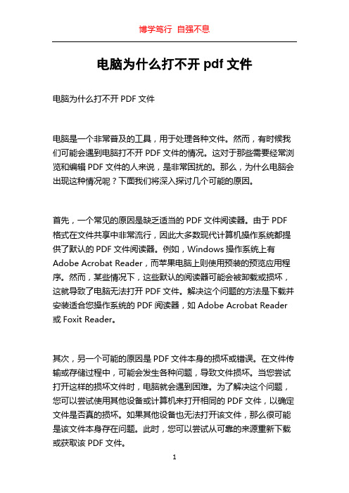 电脑为什么打不开pdf文件