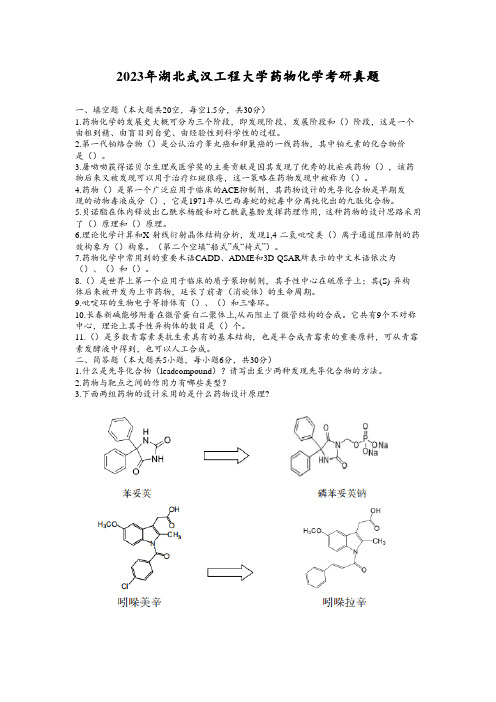 2023年湖北武汉工程大学药物化学考研真题