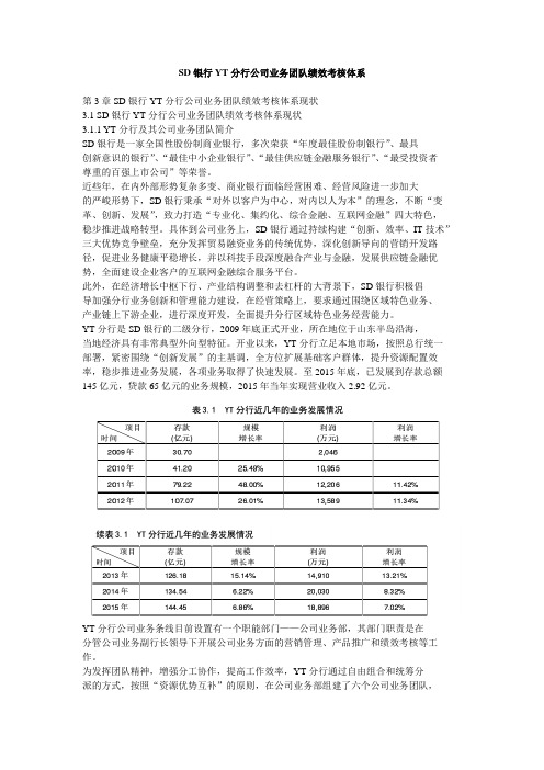 SD银行YT分行公司业务团队绩效考核体系