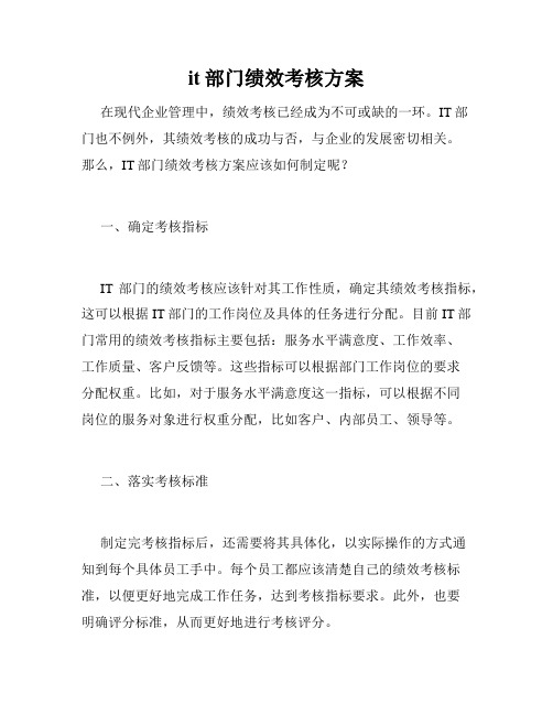 it部门绩效考核方案