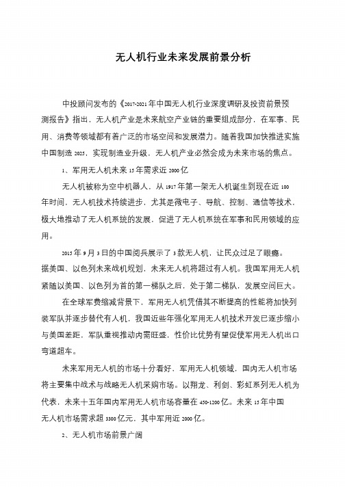 无人机行业未来发展前景分析