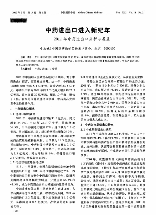 中药进出口进入新纪年——2011年中药进出口分析与展望