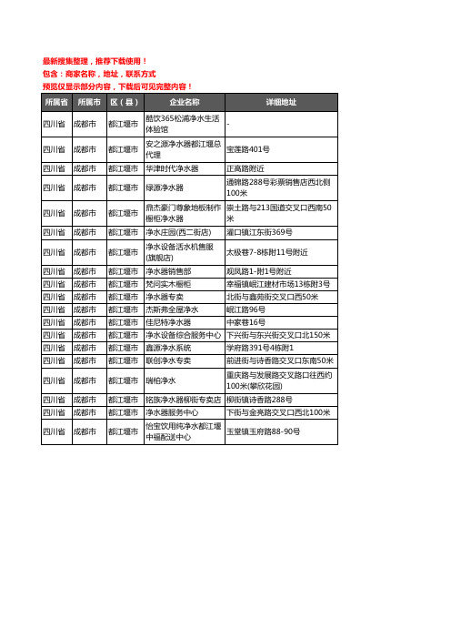 新版四川省成都市都江堰市净水器企业公司商家户名录单联系方式地址大全19家