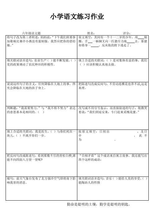 小学六年级语文课堂延伸练习III (5)