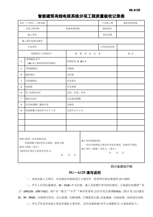 SG-A120智能建筑有线电视系统分项工程质量验收记录