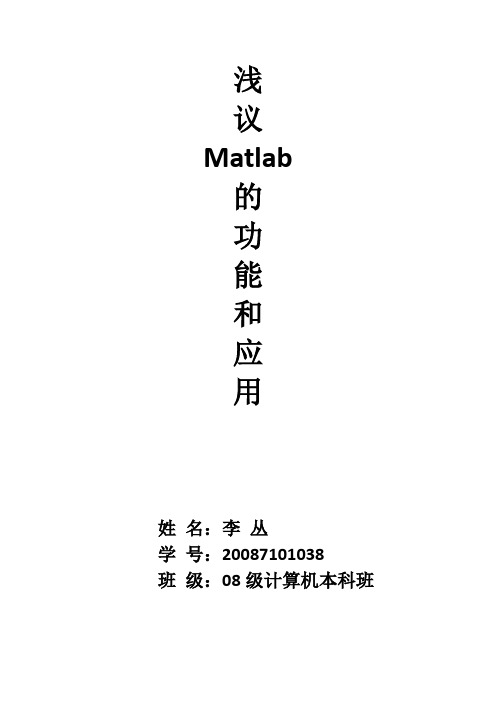 关于matlab的学习论文