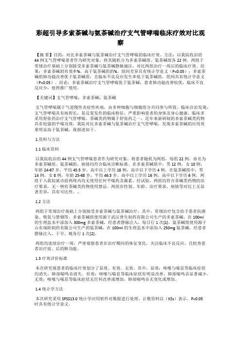 彩超引导多索茶碱与氨茶碱治疗支气管哮喘临床疗效对比观察