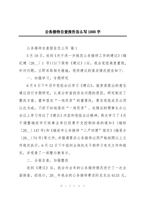 公务接待自查报告怎么写1000字