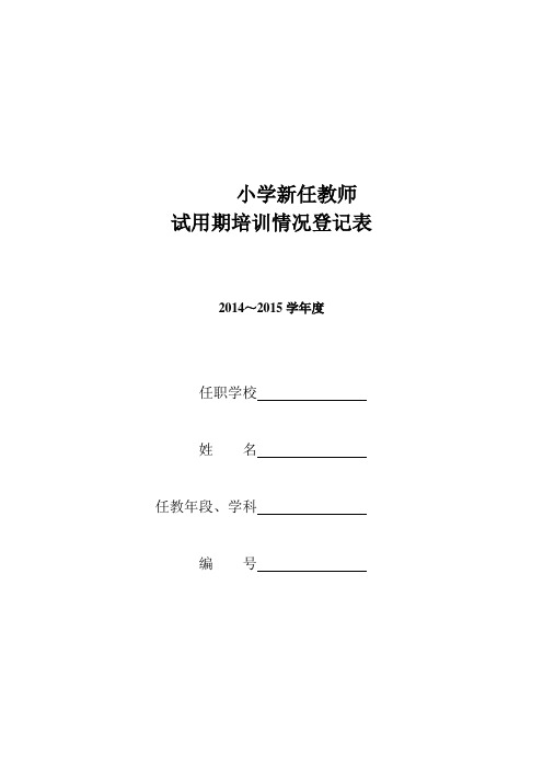 新任教师试用期培训情况登记表