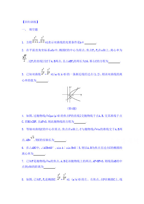 【南方凤凰台】2014届高考数学(理)二轮复习回归训练 第一部分 微专题训练-第6练 圆锥曲线