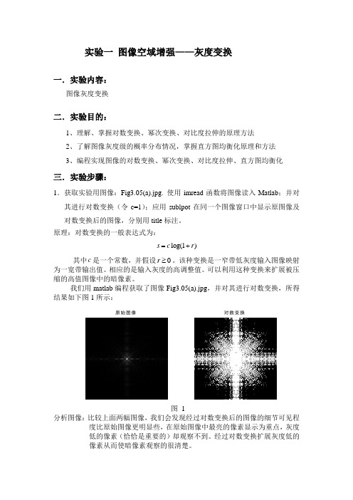 实验一 灰度变换及直方图变换