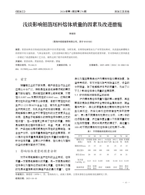 浅谈影响铝箔坯料熔体质量的因素及改进措施