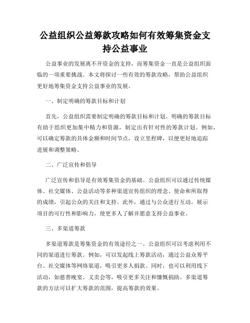 公益组织公益筹款攻略如何有效筹集资金支持公益事业