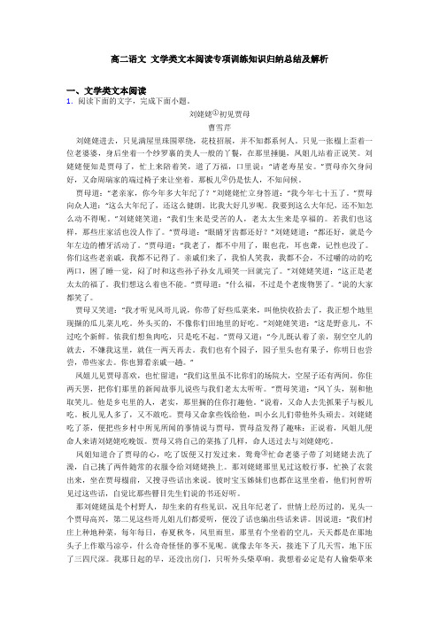 高二语文 文学类文本阅读专项训练知识归纳总结及解析