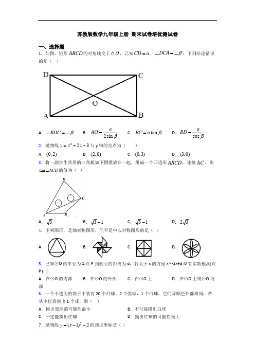 苏教版数学九年级上册 期末试卷培优测试卷