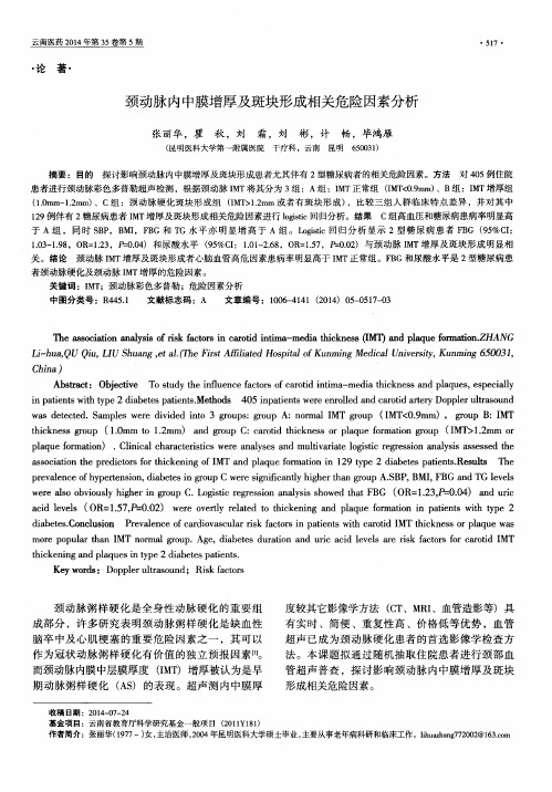 颈动脉内中膜增厚及斑块形成相关危险因素分析